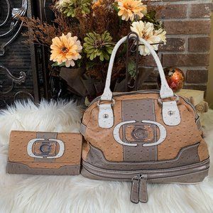 Guess Brown/Tan Satchel Bag